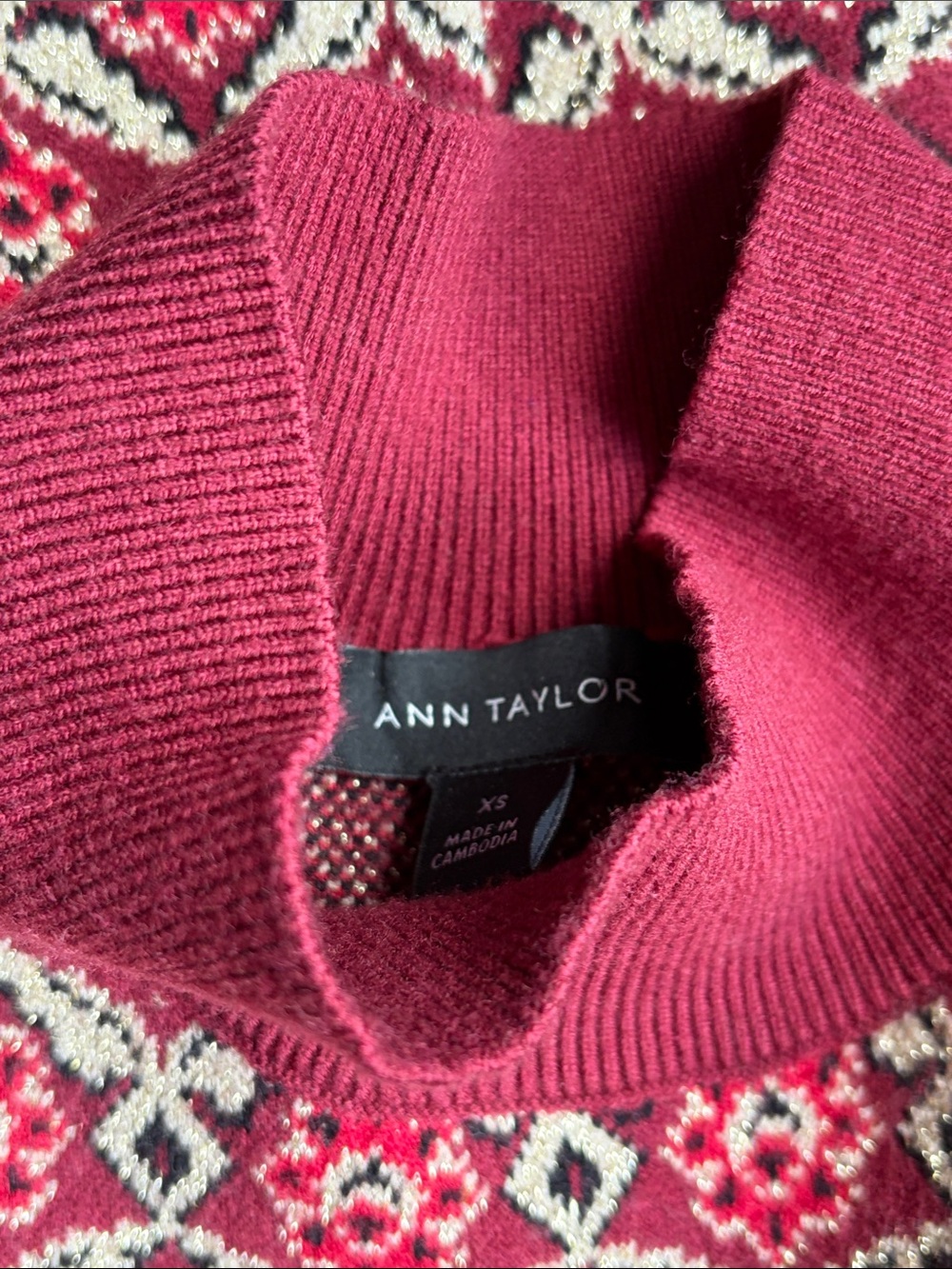 Ann Taylor Essential Jacquard Turtleneck Sweater XS - Picture 5 of 10